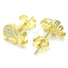 Sterling Silver Stud Earring, Elephant Design, with White Micro Pave, Polished, Golden Finish, 02.336.0167.2