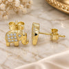 Sterling Silver Stud Earring, Elephant Design, with White Micro Pave, Polished, Golden Finish, 02.336.0167.2