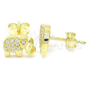 Sterling Silver Ring — Stud Earring Elephant Design with White Micro Pave — main product view — SKU 130546 | Plata 925 anillo — Stud Earring Elephant diseño with blanco Micro Pave — SKU 130546