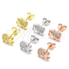 Sterling Silver Stud Earring, Elephant Design, with White Micro Pave, Polished, Golden Finish, 02.336.0167.2
