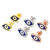 Sterling Silver Stud Earring, Evil Eye Design, Blue Enamel Finish, Golden Finish, 02.336.0055.2