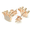 Sterling Silver Stud Earring, Crown Design, with White Cubic Zirconia, Polished, Rose Gold Finish, 02.336.0173.1