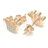 Sterling Silver Stud Earring, Crown Design, with White Cubic Zirconia, Polished, Rose Gold Finish, 02.336.0173.1