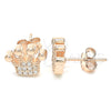 Sterling Silver Stud Earring, Crown Design, with White Cubic Zirconia, Polished, Rose Gold Finish, 02.336.0173.1