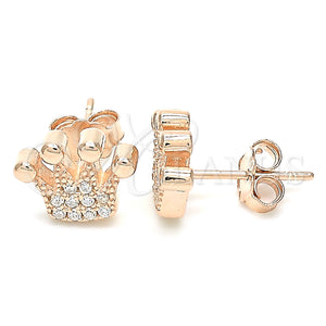 Sterling Silver Ring — Stud Earring Crown Design with White Cubic Zirconia — main product view — SKU 130565 | Plata 925 anillo — Stud Earring Crown diseño with blanco Cubic Zirconia — SKU 130565