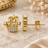 Sterling Silver Stud Earring, Crown Design, with White Cubic Zirconia, Polished, Golden Finish, 02.336.0173.2