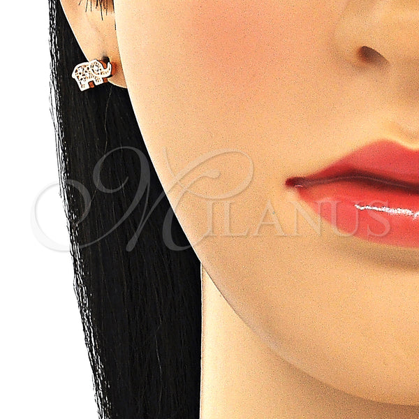 Sterling Silver Ring — Stud Earring Elephant Design with White Micro Pave — alternate product view — SKU 130574 | Plata 925 anillo — Stud Earring Elephant diseño with blanco Micro Pave — SKU 130574
