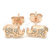 Sterling Silver Stud Earring, Elephant Design, with White Micro Pave, Polished, Rose Gold Finish, 02.336.0081.1