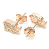 Sterling Silver Stud Earring, Elephant Design, with White Micro Pave, Polished, Rose Gold Finish, 02.336.0081.1