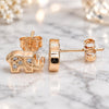 Sterling Silver Stud Earring, Elephant Design, with White Micro Pave, Polished, Rose Gold Finish, 02.336.0081.1
