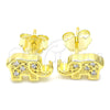 Sterling Silver Stud Earring, Elephant Design, with White Cubic Zirconia, Polished, Golden Finish, 02.336.0081.2
