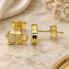 Sterling Silver Stud Earring, Elephant Design, with White Cubic Zirconia, Polished, Golden Finish, 02.336.0081.2
