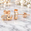 Sterling Silver Stud Earring, Elephant Design, with Black Cubic Zirconia and White Crystal, Polished, Rose Gold Finish, 02.336.0066.1