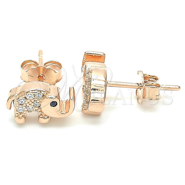 Sterling Silver Ring — Stud Earring Elephant Design with Black Cubic Zirconia — main product view — SKU 130576 | Plata 925 anillo — Stud Earring Elephant diseño with negro Cubic Zirconia — SKU 130576