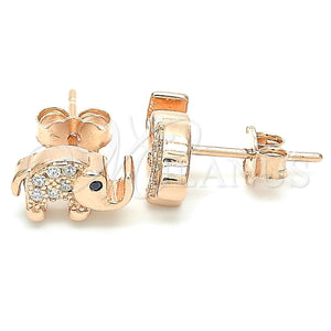 Sterling Silver Ring — Stud Earring Elephant Design with Black Cubic Zirconia — main product view — SKU 130576 | Plata 925 anillo — Stud Earring Elephant diseño with negro Cubic Zirconia — SKU 130576