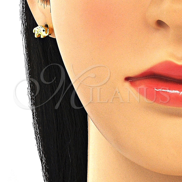 Sterling Silver Ring — Stud Earring Elephant Design with Black Cubic Zirconia — alternate product view — SKU 130577 | Plata 925 anillo — Stud Earring Elephant diseño with negro Cubic Zirconia — SKU 130577