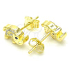 Sterling Silver Stud Earring, Elephant Design, with Black Cubic Zirconia and White Crystal, Polished, Golden Finish, 02.336.0066.2