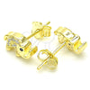 Sterling Silver Stud Earring, Elephant Design, with Black Cubic Zirconia and White Crystal, Polished, Golden Finish, 02.336.0066.2