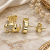 Sterling Silver Stud Earring, Elephant Design, with Black Cubic Zirconia and White Crystal, Polished, Golden Finish, 02.336.0066.2