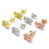 Sterling Silver Stud Earring, Elephant Design, with Black Cubic Zirconia and White Crystal, Polished, Golden Finish, 02.336.0066.2