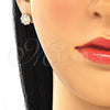 Sterling Silver Stud Earring, with White Micro Pave, Polished, Rose Gold Finish, 02.336.0036.1