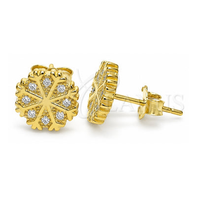 Sterling Silver Stud Earring, with White Micro Pave, Polished, Golden Finish, 02.336.0036.2