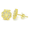 Sterling Silver Stud Earring, with White Micro Pave, Polished, Golden Finish, 02.336.0036.2