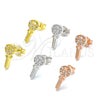 Sterling Silver Stud Earring, key and Heart Design, with White Cubic Zirconia, Polished, Rose Gold Finish, 02.336.0175.1
