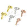 Sterling Silver Stud Earring, key and Heart Design, with White Cubic Zirconia, Polished, Rose Gold Finish, 02.336.0175.1