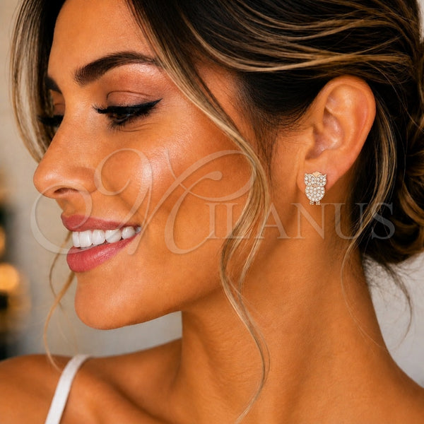 Sterling Silver Ring — Stud Earring Owl Design with White Cubic Zirconia — alternate product view — SKU 130584 | Plata 925 anillo — Stud Earring Owl diseño with blanco Cubic Zirconia — SKU 130584