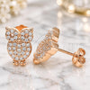 Sterling Silver Stud Earring, Owl Design, with White Cubic Zirconia, Polished, Rose Gold Finish, 02.336.0176.1