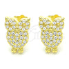Sterling Silver Stud Earring, Owl Design, with White Cubic Zirconia, Polished, Golden Finish, 02.336.0176.2