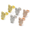 Sterling Silver Stud Earring, Owl Design, with White Cubic Zirconia, Polished, Golden Finish, 02.336.0176.2