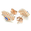 Sterling Silver Stud Earring, Evil Eye Design, with White Cubic Zirconia, Blue Enamel Finish, Rose Gold Finish, 02.336.0177.1