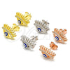 Sterling Silver Stud Earring, Evil Eye Design, with White Cubic Zirconia, Blue Enamel Finish, Golden Finish, 02.336.0177.2