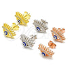 Sterling Silver Stud Earring, Evil Eye Design, with White Cubic Zirconia, Blue Enamel Finish, Golden Finish, 02.336.0177.2
