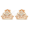 Sterling Silver Stud Earring, Crown Design, with White Cubic Zirconia, Polished, Rose Gold Finish, 02.336.0178.1