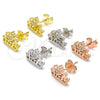 Sterling Silver Stud Earring, Crown Design, with White Cubic Zirconia, Polished, Rose Gold Finish, 02.336.0178.1