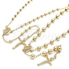 Oro Laminado Medium Rosary, Gold Filled Style Guadalupe and Crucifix Design, Polished, Golden Finish, 09.213.0012.26