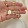Oro Laminado Medium Rosary, Gold Filled Style Guadalupe and Crucifix Design, Polished, Golden Finish, 09.213.0020.26
