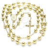 Oro Laminado Medium Rosary, Gold Filled Style Guadalupe and Crucifix Design, Polished, Golden Finish, 09.213.0020.26