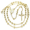 Oro Laminado Thin Rosary, Gold Filled Style Guadalupe and Crucifix Design, Polished, Golden Finish, 09.213.0021.24