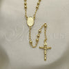 Oro Laminado Thin Rosary, Gold Filled Style Guadalupe and Crucifix Design, Polished, Golden Finish, 09.213.0021.24