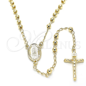 Gold Filled Jewelry — Thin Rosary Guadalupe and Crucifix Design Polished 09. — main product view — SKU 130594 | Oro Laminado joyería — Thin Rosary Guadalupe and Crucifix diseño pulido 09. — SKU 130594
