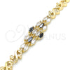 Oro Laminado Fancy Bracelet, Gold Filled Style Heart Design, with Black and White Cubic Zirconia, Polished, Golden Finish, 03.210.0136.07 (07 MM Thickness, 7 Inches Length)