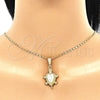 Oro Laminado Earring and Pendant Adult Set, Gold Filled Style Turtle Design, White Enamel Finish, Golden Finish, 10.351.0005