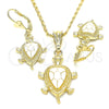 Oro Laminado Earring and Pendant Adult Set, Gold Filled Style Turtle Design, White Enamel Finish, Golden Finish, 10.351.0005