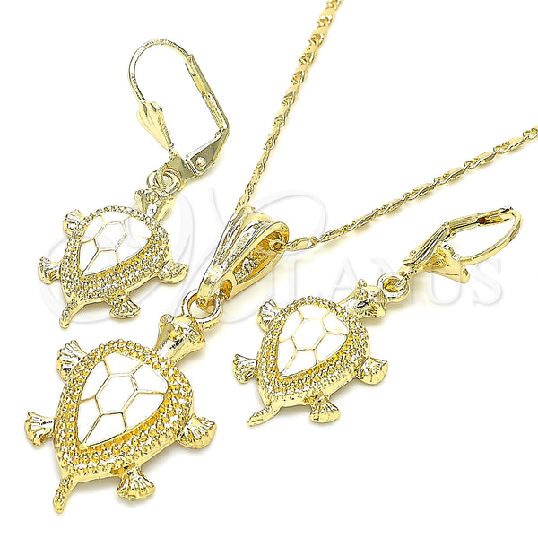 Gold Filled Ring — Earring and Pendant Adult Set Turtle Design White — alternate product view — SKU 130600 | Oro Laminado anillo — Earring and Pendant Adult Set Turtle diseño blanco — SKU 130600