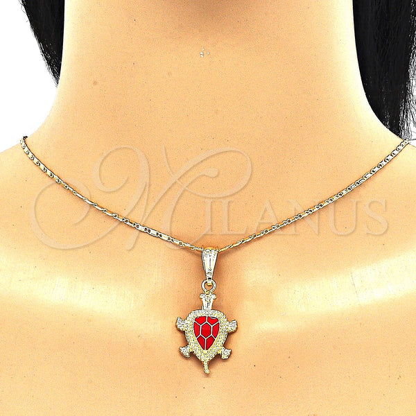 Gold Filled Ring — Earring and Pendant Adult Set Turtle Design Red — main product view — SKU 130601 | Oro Laminado anillo — Earring and Pendant Adult Set Turtle diseño Red — SKU 130601