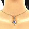 Oro Laminado Earring and Pendant Adult Set, Gold Filled Style Turtle Design, Blue Enamel Finish, Golden Finish, 10.351.0005.2